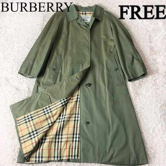 BURBERRY Coat Nova Check FREE SIZE Khaki Authentic