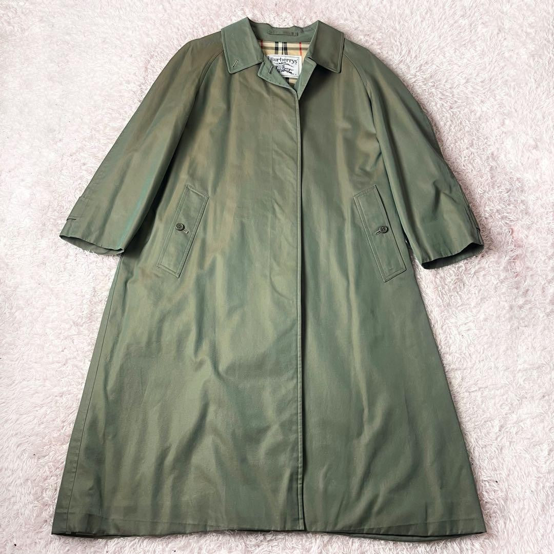 BURBERRY Coat Nova Check FREE SIZE Khaki Authentic