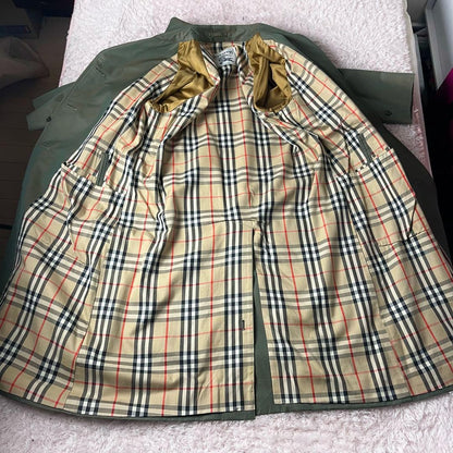 BURBERRY Coat Nova Check FREE SIZE Khaki Authentic