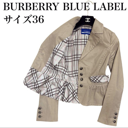BURBERRY BLUE LABEL Jacket Nova Check Asian fit S 36 US size XS Beige Authentic