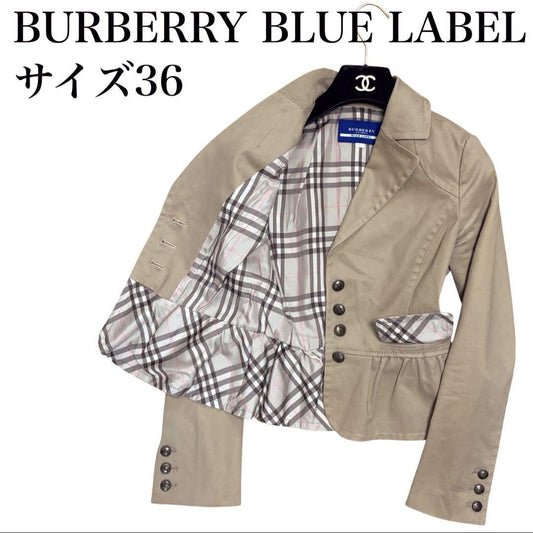 BURBERRY BLUE LABEL Jacket Nova Check Asian fit S 36 US size XS Beige Authentic