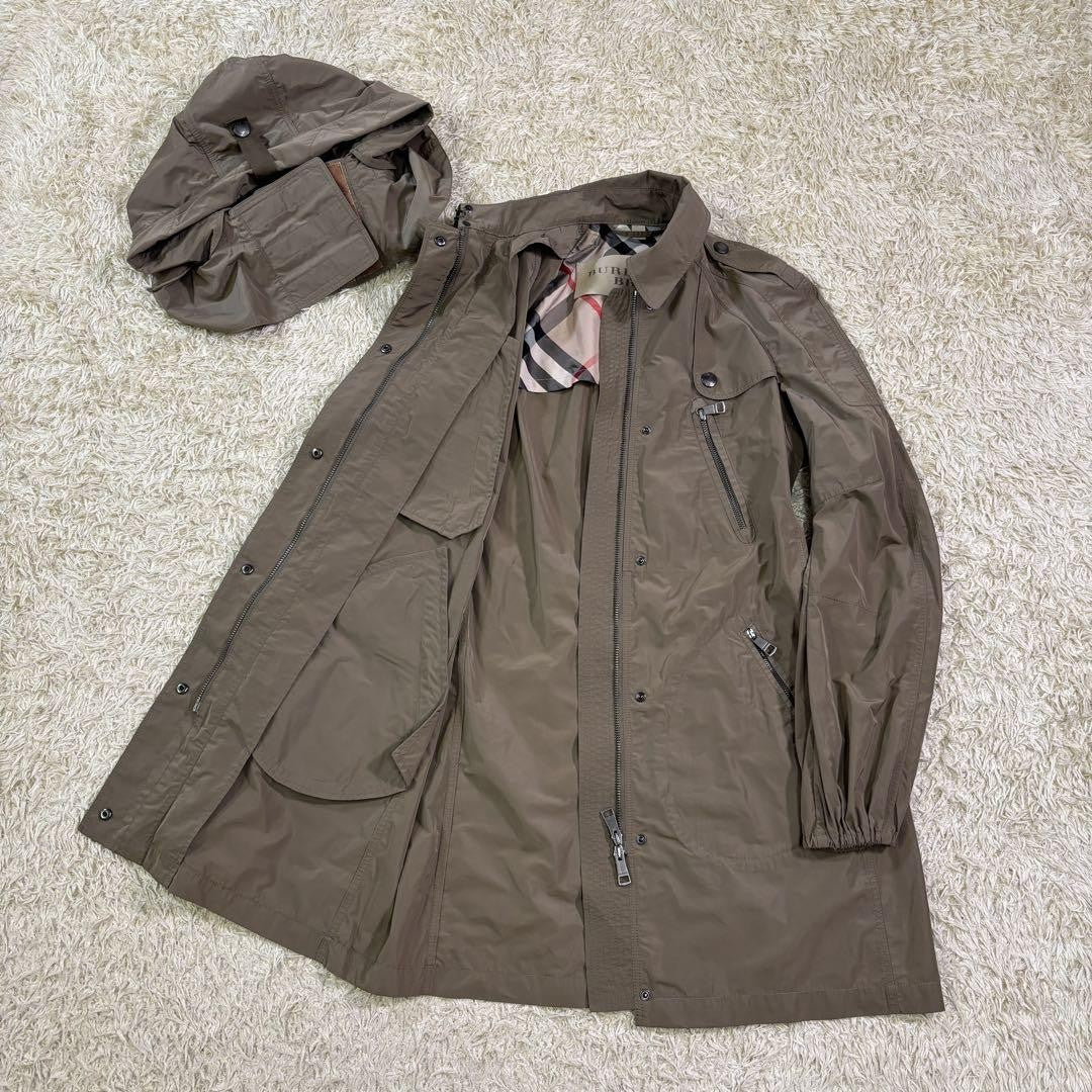 BURBERRY Mountain Hoodie Coat Nova Check Asian fit L 40 US size M Khaki Auth