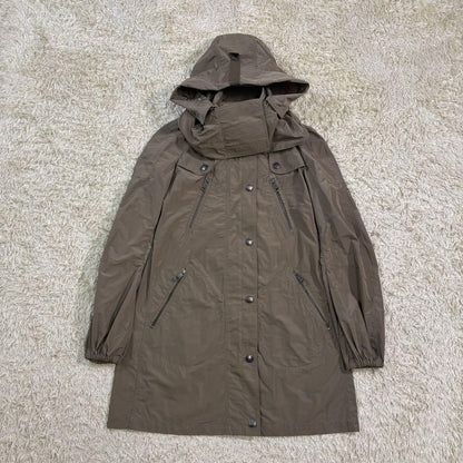 BURBERRY Mountain Hoodie Coat Nova Check Asian fit L 40 US size M Khaki Auth