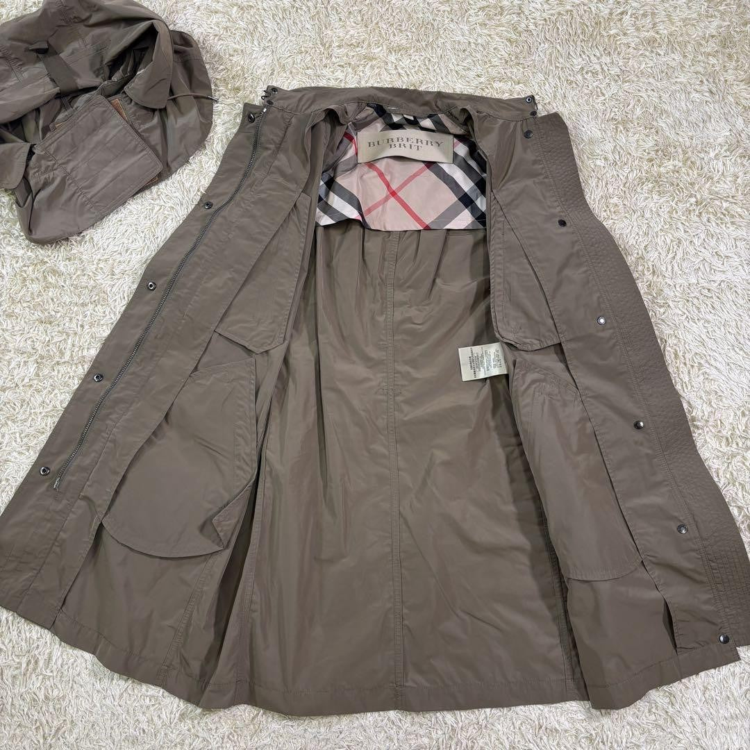 BURBERRY Mountain Hoodie Coat Nova Check Asian fit L 40 US size M Khaki Auth
