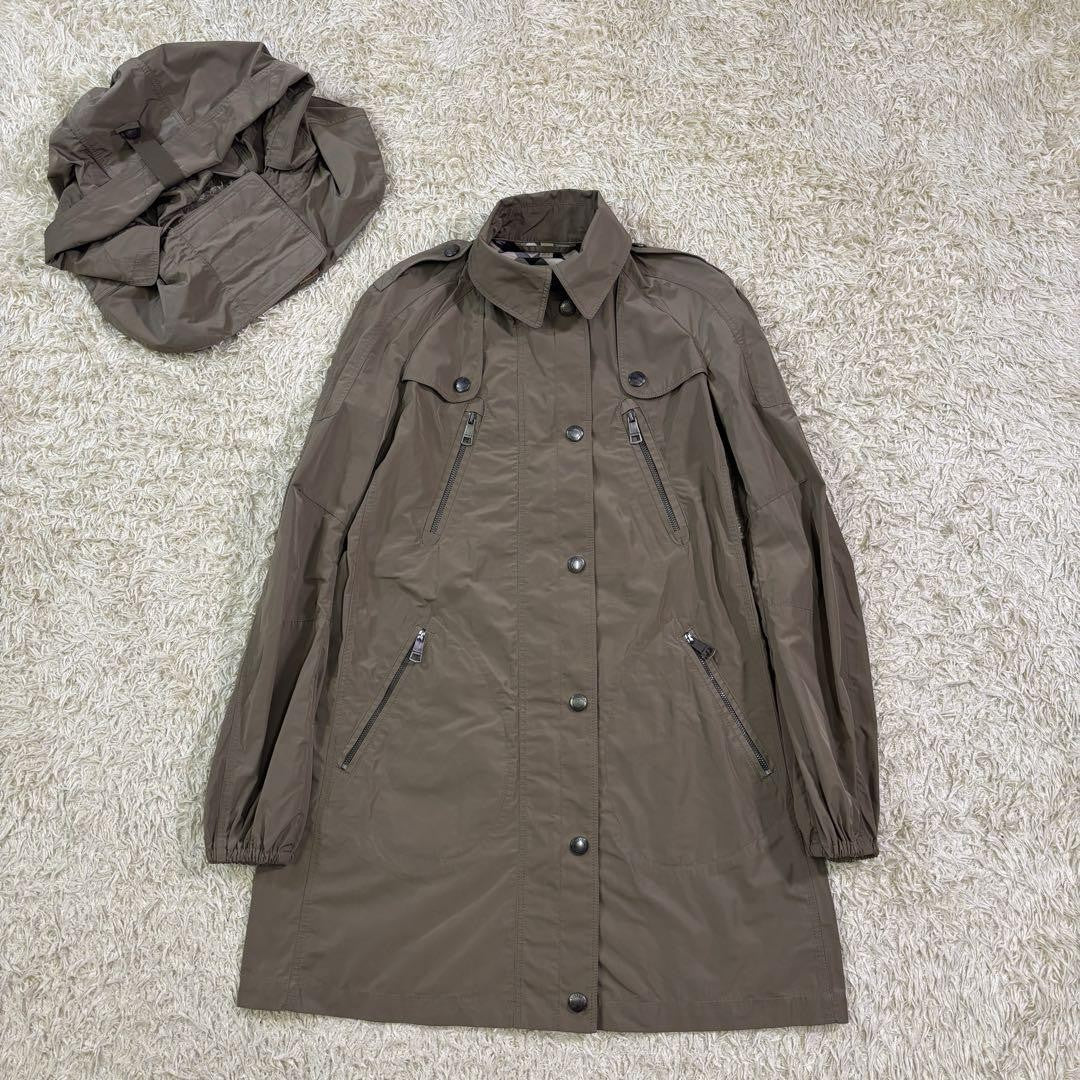 BURBERRY Mountain Hoodie Coat Nova Check Asian fit L 40 US size M Khaki Auth