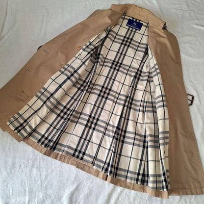 BURBERRY BLUE LABEL Coat Nova Check Asian fit L 40 US size M Honey Beige Auth