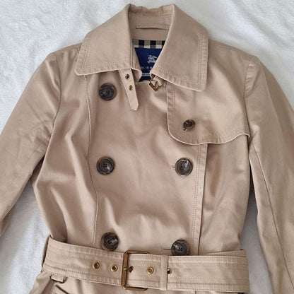 BURBERRY BLUE LABEL Coat Nova Check Asian fit L 40 US size M Honey Beige Auth