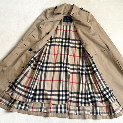 BURBERRY LONDON Coat Nova Check Asian fit S 36 US size XS Honey Beige Authentic