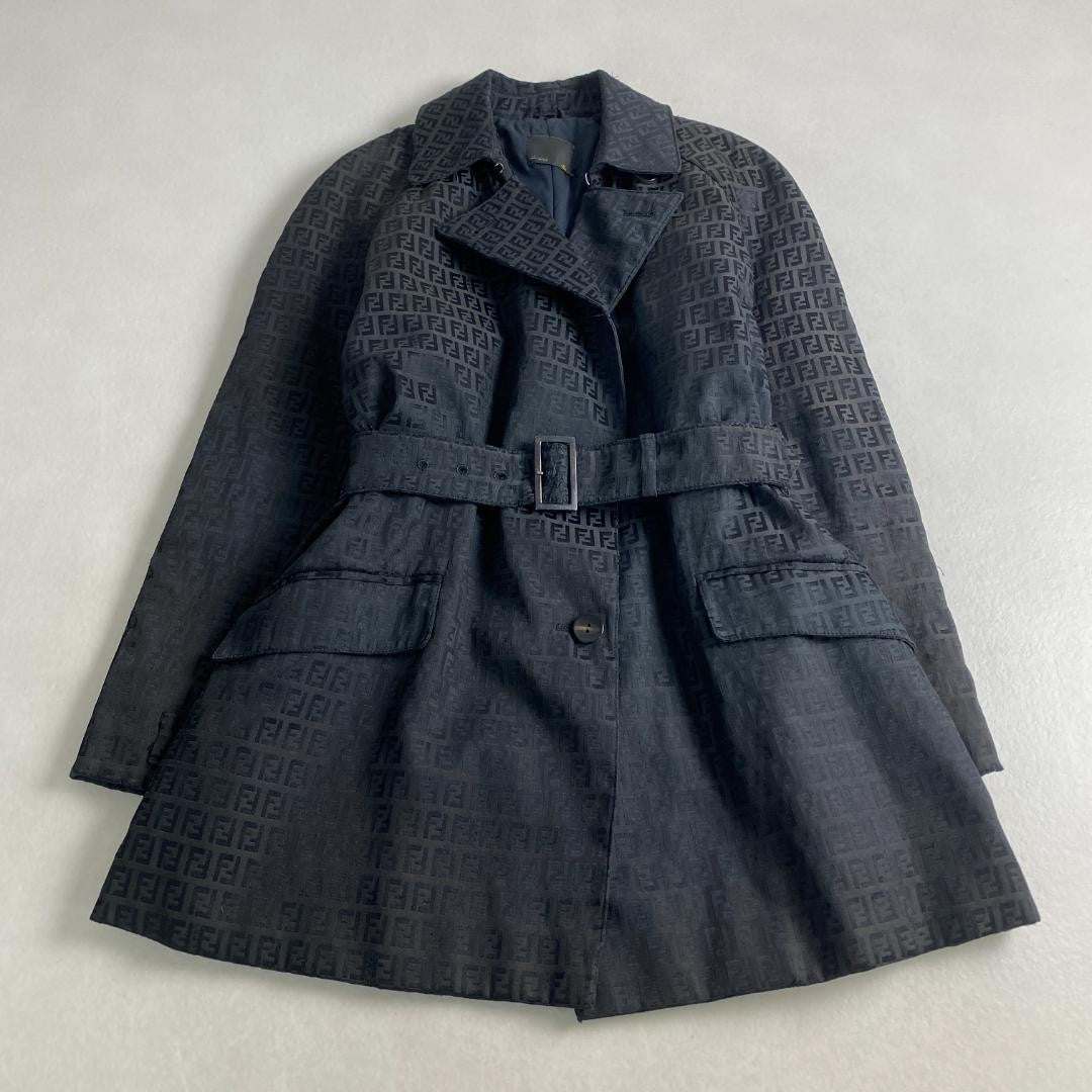 FENDI Coat FF Asian fit XL US size L Black Authentic