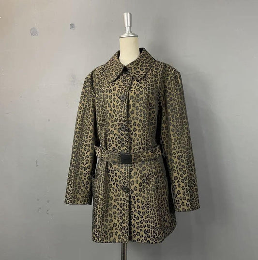 FENDI JEANS Jacket FF Leopard Asian fit L 40 US size M Authentic