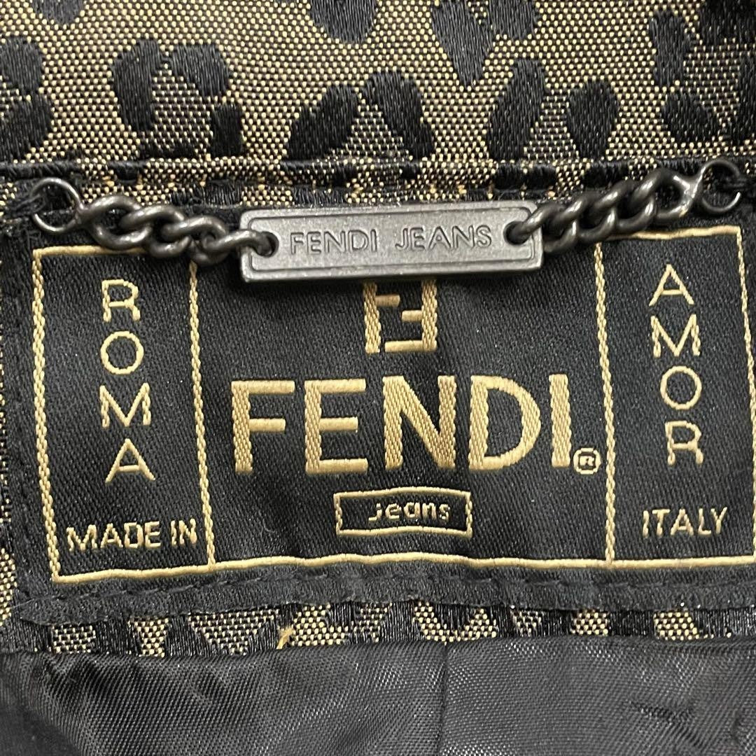 FENDI JEANS Jacket FF Leopard Asian fit L 40 US size M Authentic