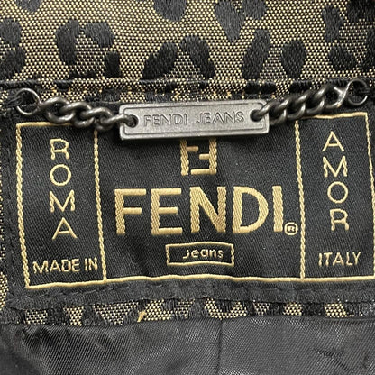 FENDI JEANS Jacket FF Leopard Asian fit L 40 US size M Authentic
