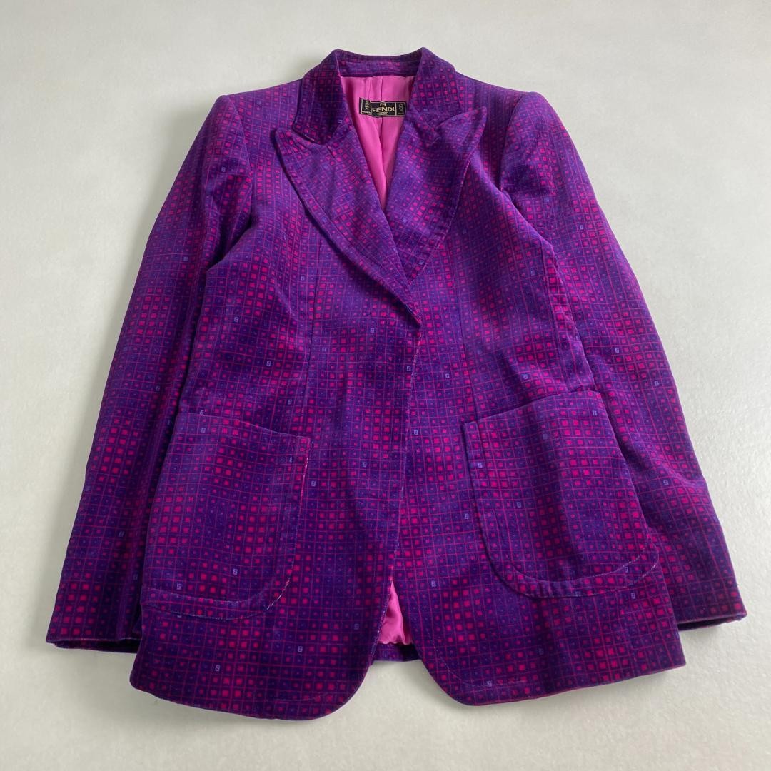 FENDI Jacket FF Asian fit L US size M Velvet Purple Authentic