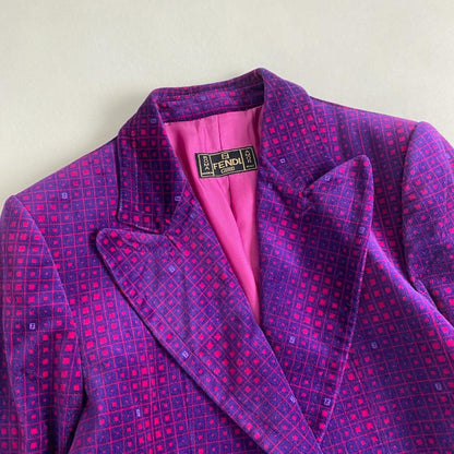 FENDI Jacket FF Asian fit L US size M Velvet Purple Authentic