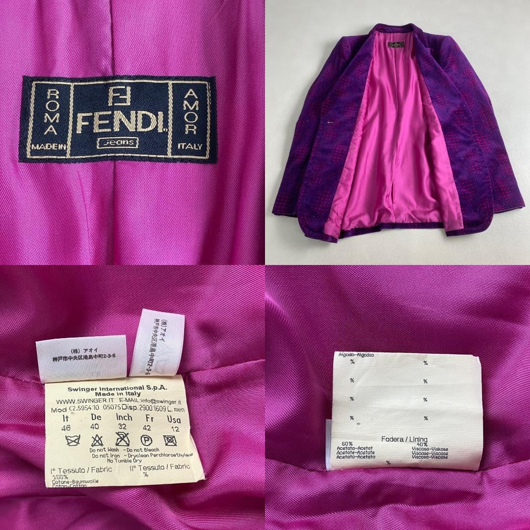 FENDI Jacket FF Asian fit L US size M Velvet Purple Authentic
