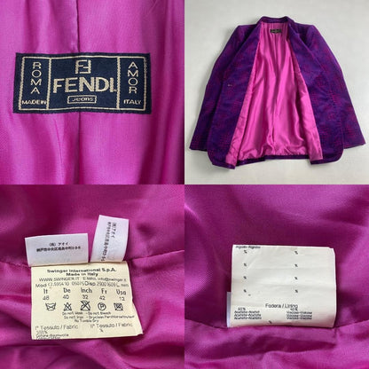 FENDI Jacket FF Asian fit L US size M Velvet Purple Authentic