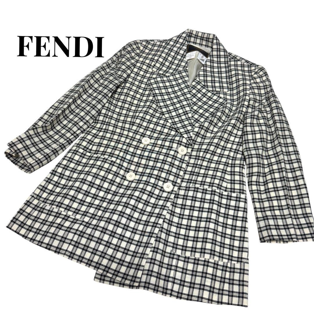 FENDI Jacket FF Asian fit L US size M White Authentic