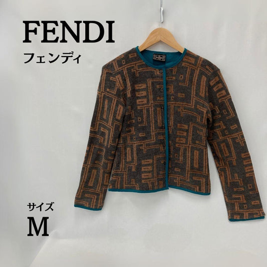 FENDI Jacket FF Asian fit M US size S Brown Authentic