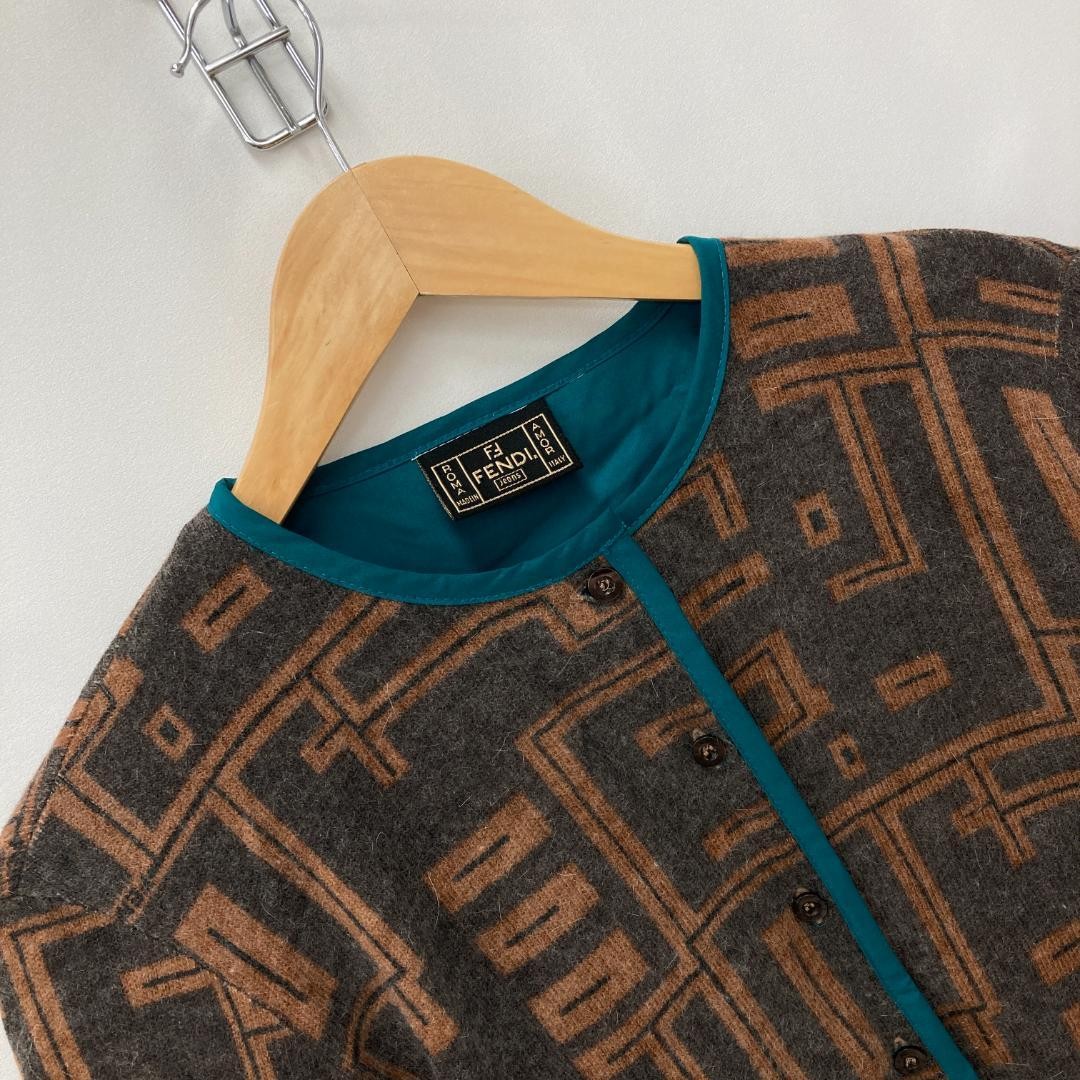 FENDI Jacket FF Asian fit M US size S Brown Authentic