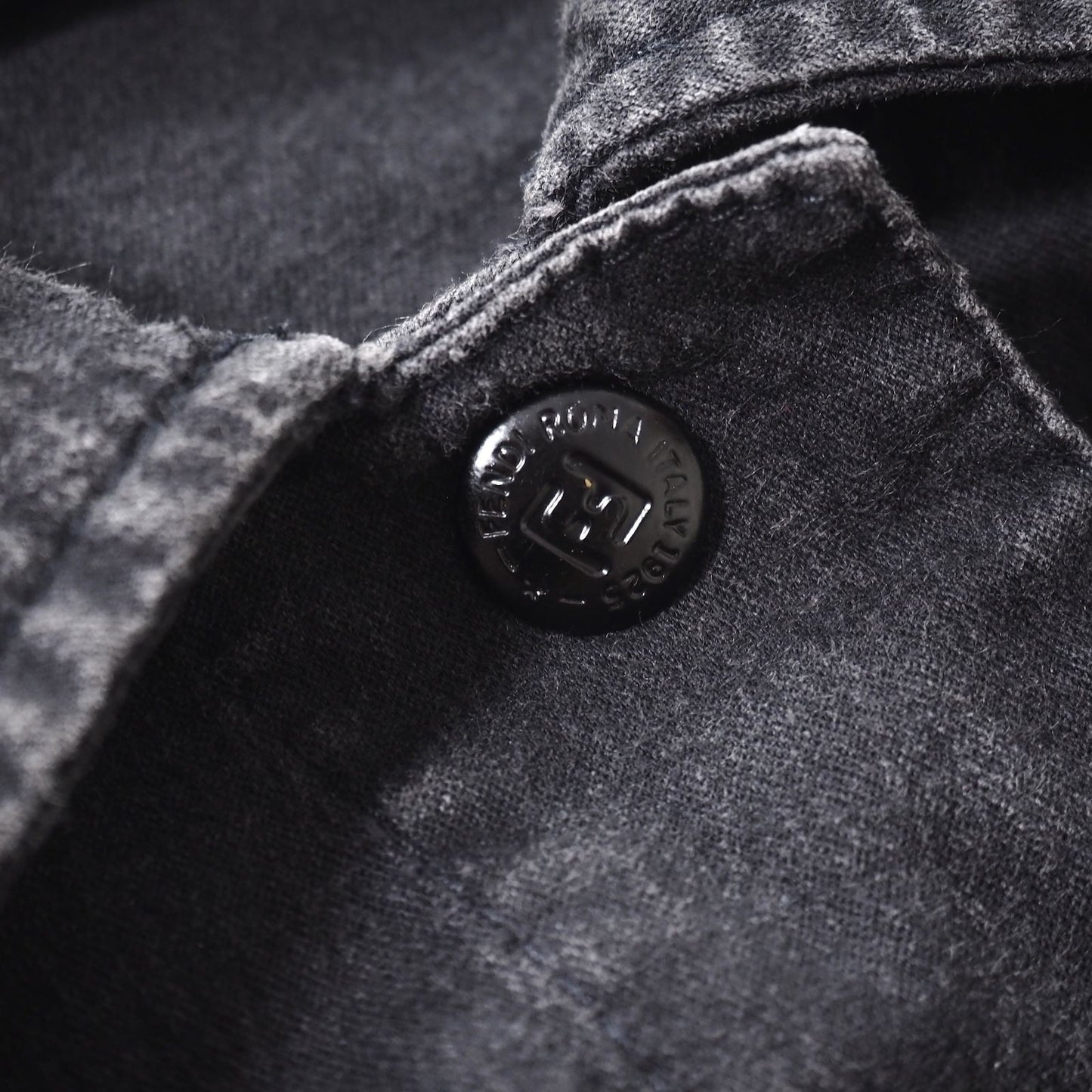 FENDI Denim Jacket FF Asian fit XL 42 US size L Dark Gray Authentic
