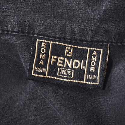 FENDI Denim Jacket FF Asian fit XL 42 US size L Dark Gray Authentic