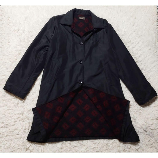 FENDI Coat FF FREE SIZE Black Red Dark Brown Authentic