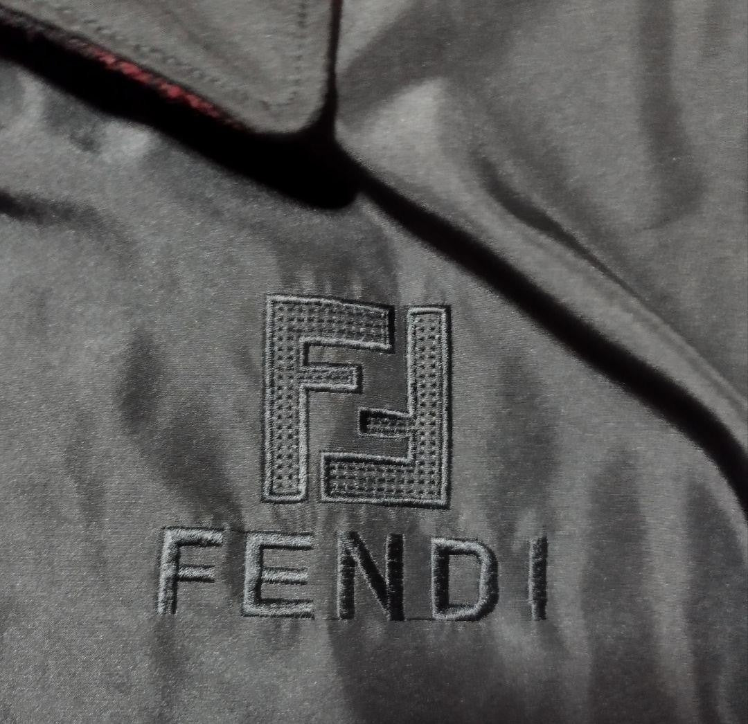 FENDI Coat FF FREE SIZE Black Red Dark Brown Authentic