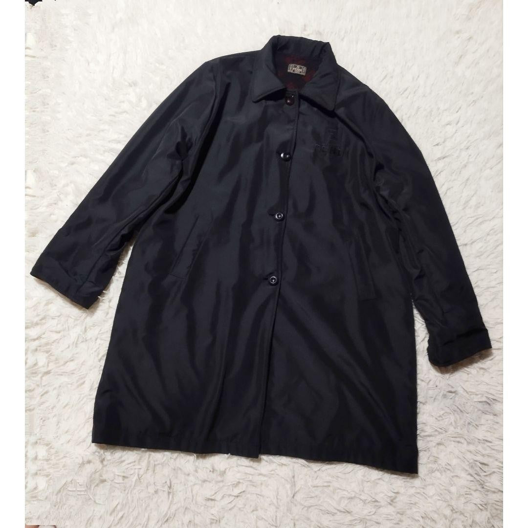 FENDI Coat FF FREE SIZE Black Red Dark Brown Authentic