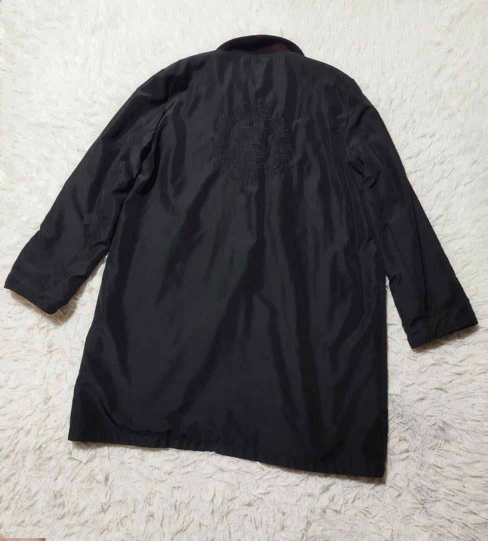 FENDI Coat FF FREE SIZE Black Red Dark Brown Authentic