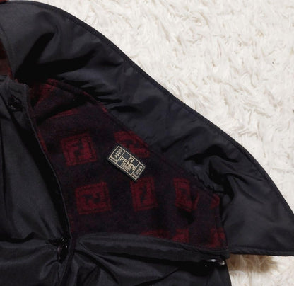 FENDI Coat FF FREE SIZE Black Red Dark Brown Authentic