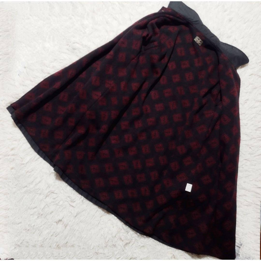 FENDI Coat FF FREE SIZE Black Red Dark Brown Authentic