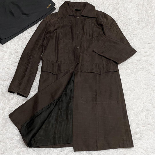FENDI Coat FF Zucca Asian fit 2XL 44 US size XL Brown Authentic