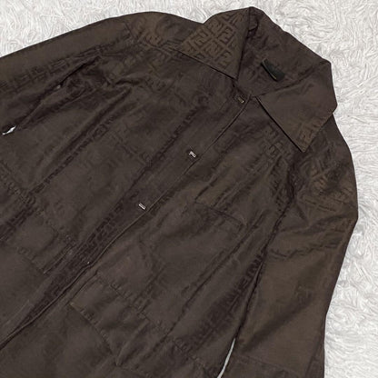 FENDI Coat FF Zucca Asian fit 2XL 44 US size XL Brown Authentic