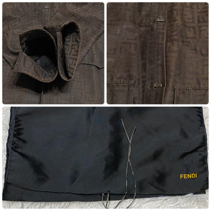 FENDI Coat FF Zucca Asian fit 2XL 44 US size XL Brown Authentic