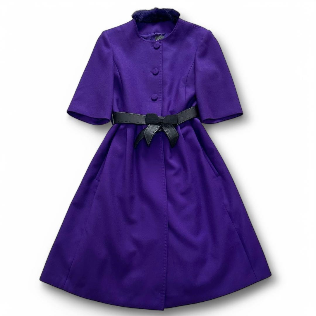 FENDI Coat Asian fit M 38 US size S 100% Cashmere Purple Authentic