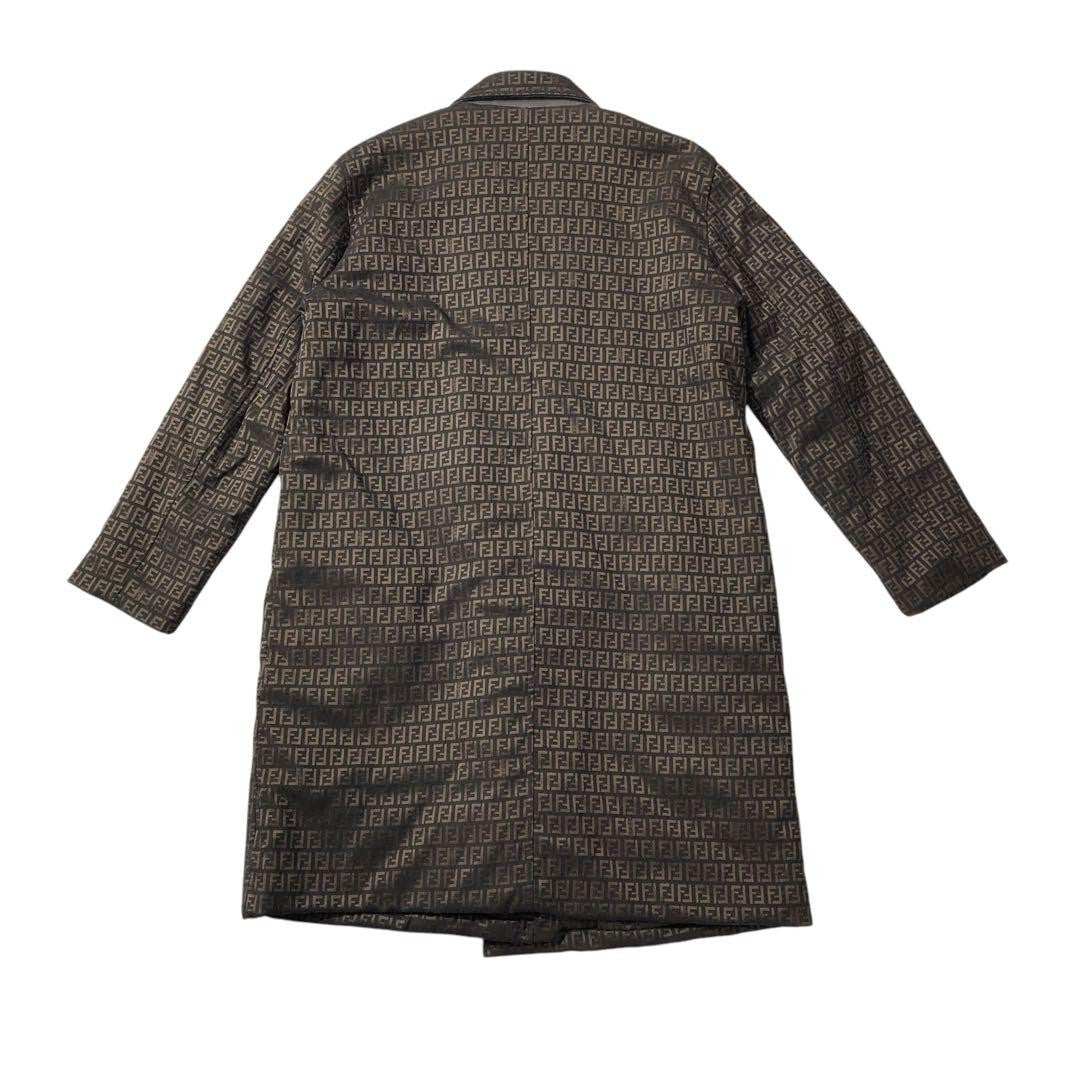 FENDI Long Coat FF Zucca Asian fit L US size M Black Authentic