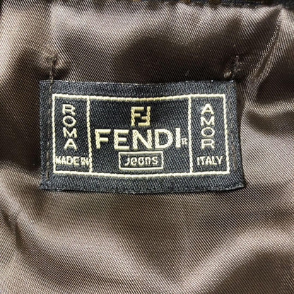 FENDI Long Coat FF Zucca Asian fit L US size M Black Authentic