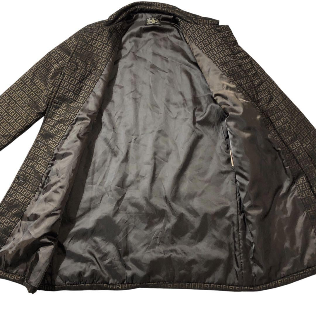 FENDI Long Coat FF Zucca Asian fit L US size M Black Authentic