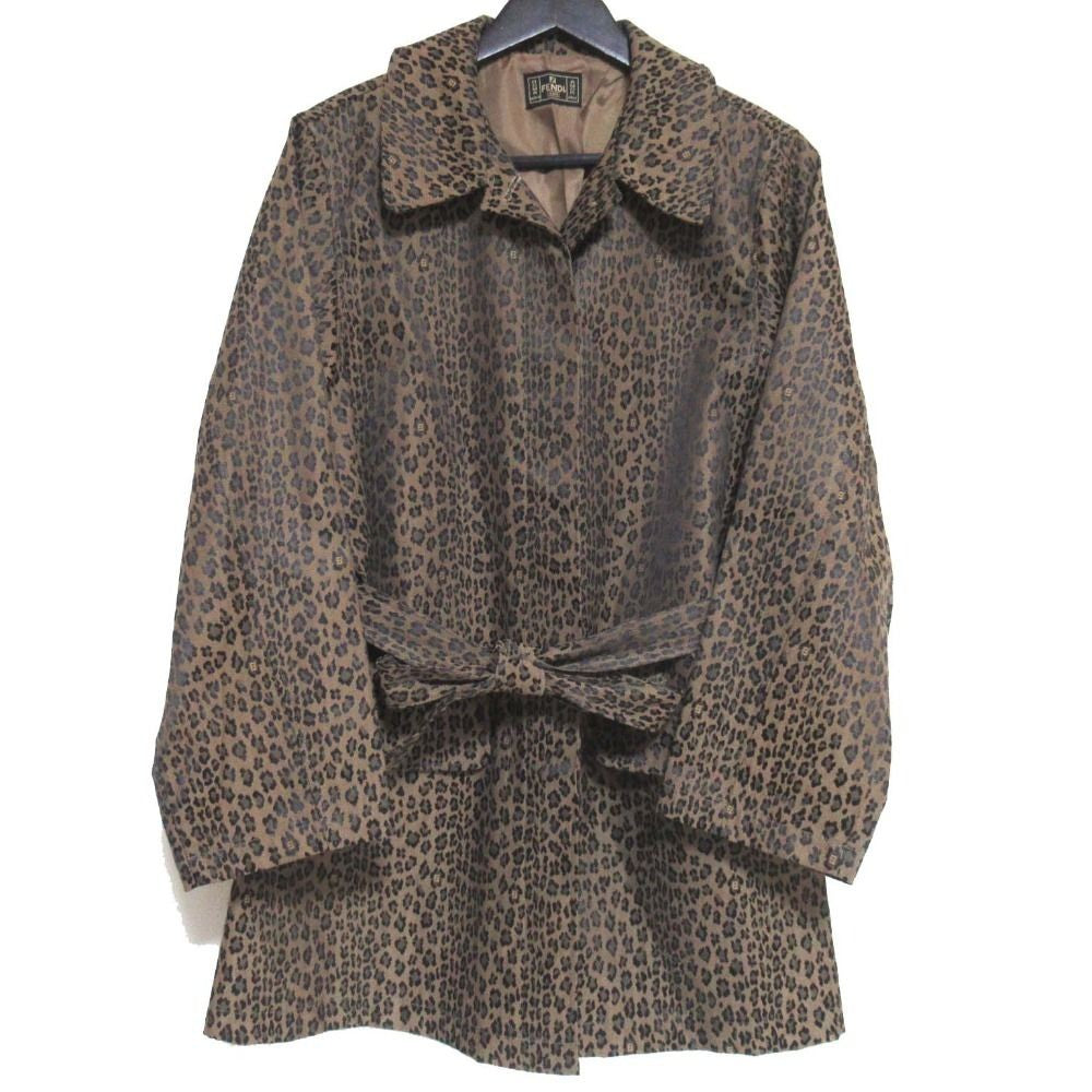 FENDI Coat FF Leopard Brown Authentic