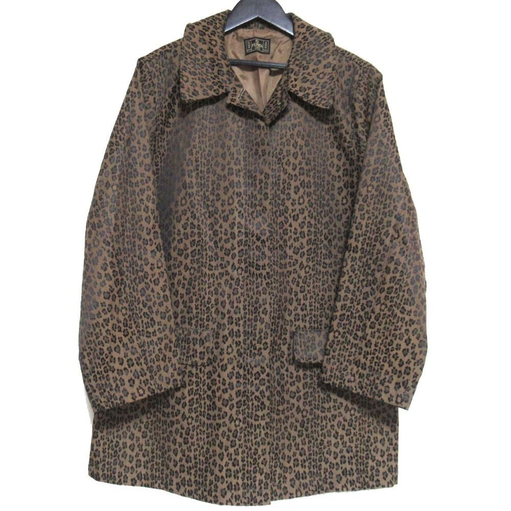 FENDI Coat FF Leopard Brown Authentic