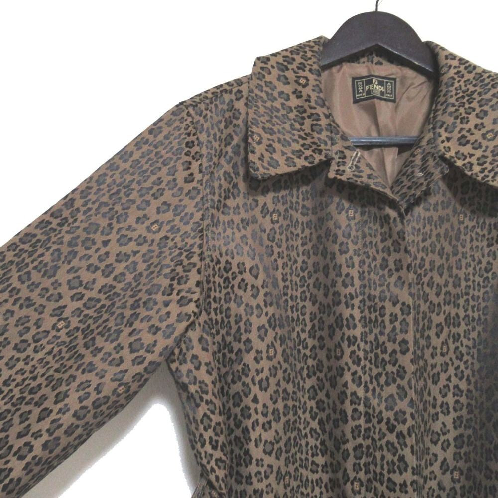 FENDI Coat FF Leopard Brown Authentic