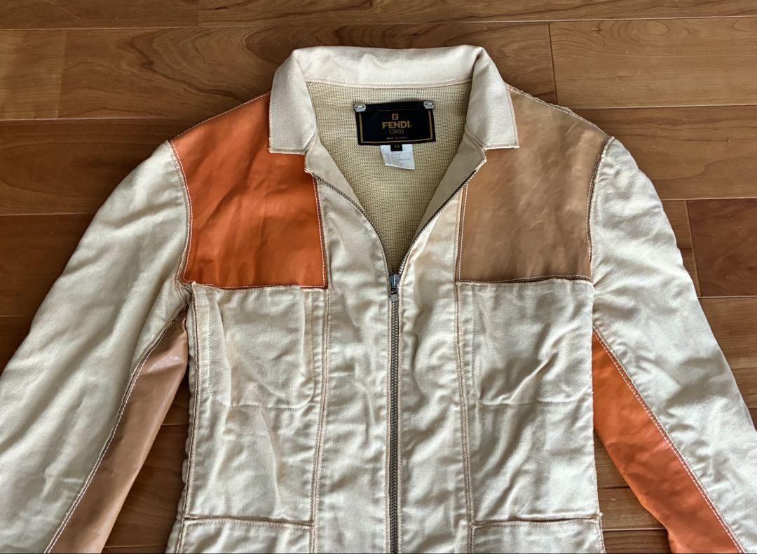 FENDI Jacket FF Asian fit L 40 US size M Beige Authentic