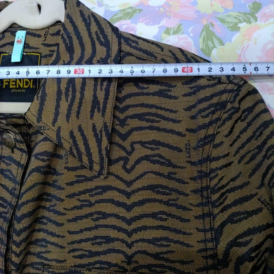 FENDI Jacket FF Zebra Asian fit L US size M Beige Black Authentic