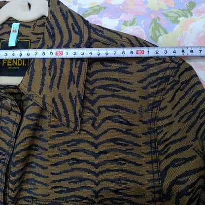 FENDI Jacket FF Zebra Asian fit L US size M Beige Black Authentic