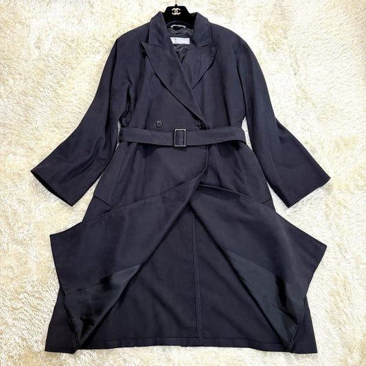 Max Mara Trench Coat Asian fit XL 42 US size L Black Authentic