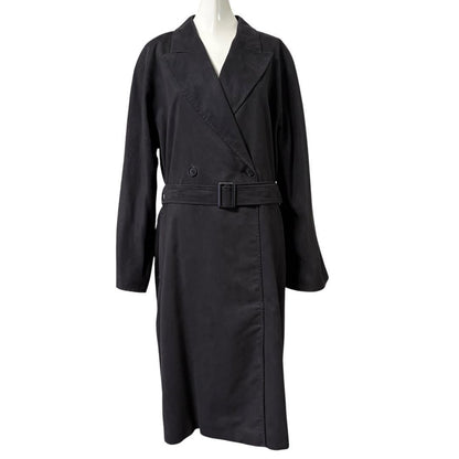 Max Mara Trench Coat Asian fit XL 42 US size L Black Authentic