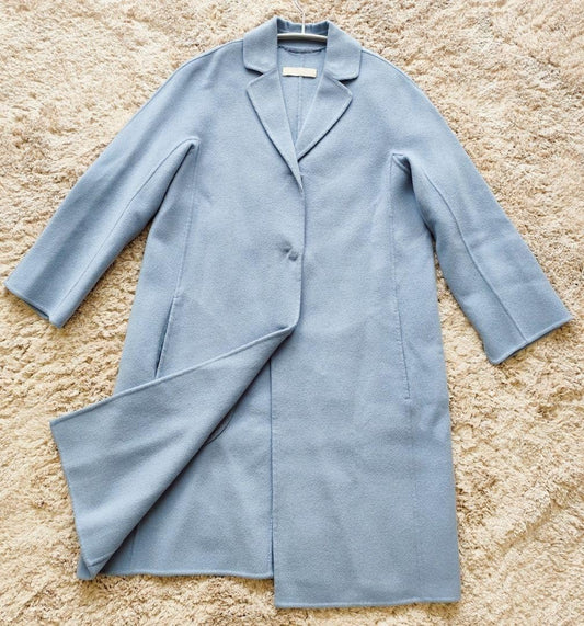 S Max Mara Long Coat Asian fit S 36 US size XS Light Blue Authentic