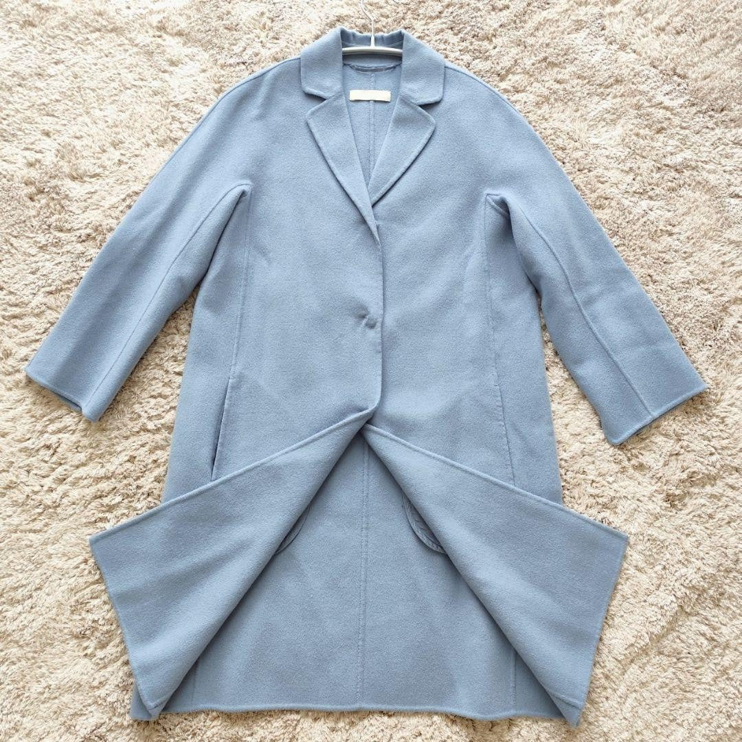 S Max Mara Long Coat Asian fit S 36 US size XS Light Blue Authentic