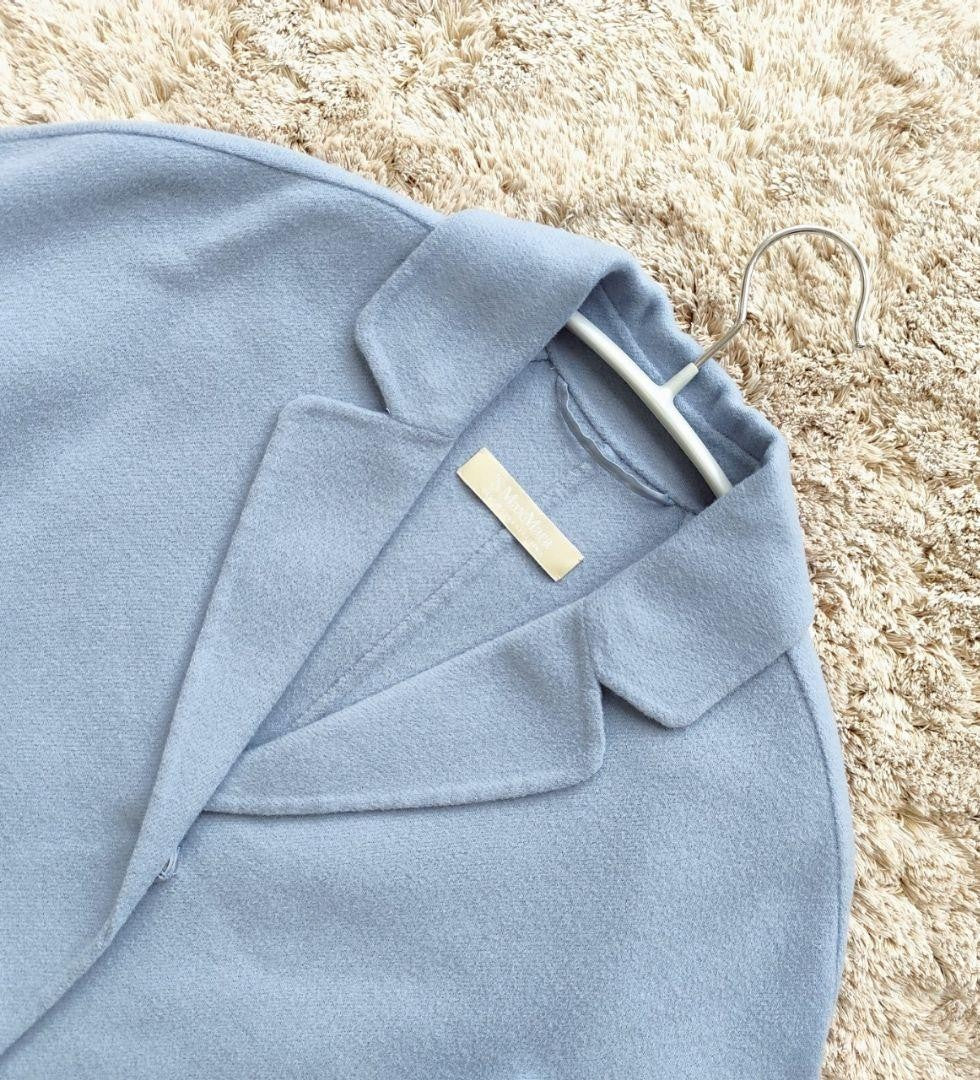 S Max Mara Long Coat Asian fit S 36 US size XS Light Blue Authentic