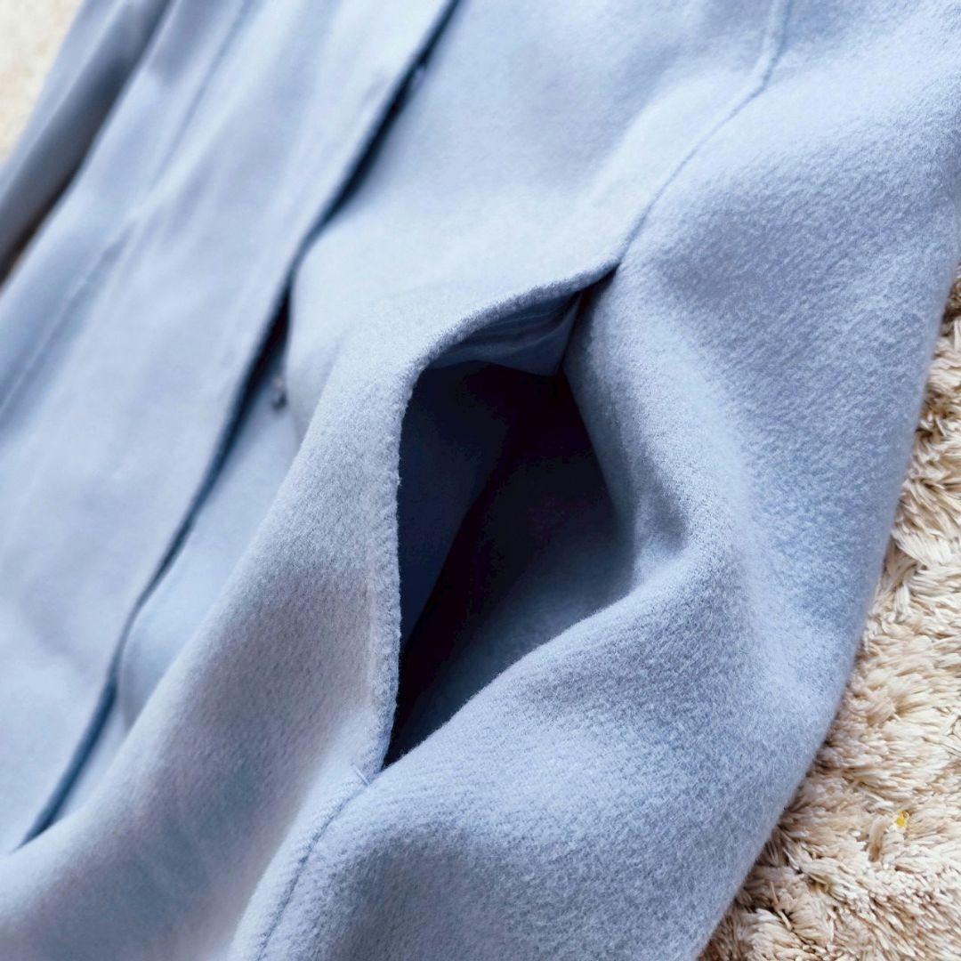 S Max Mara Long Coat Asian fit S 36 US size XS Light Blue Authentic